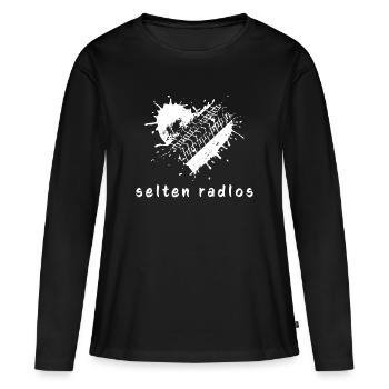 selten radlos fahrrad spruch geschenk herz reifen - Frauen Premium Bio Langarmshirt - Schwarz - Vorne - Julia (174cm)