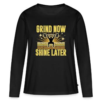 Motivation Fitness Barre-Squat Design - Frauen Premium Bio Langarmshirt - Schwarz - Vorne - Julia (174cm)