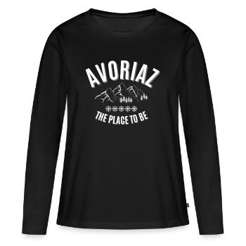 Avoriaz, Skigebiet, Wintersport - Frauen Premium Bio Langarmshirt - Schwarz - Vorne - Julia (174cm)