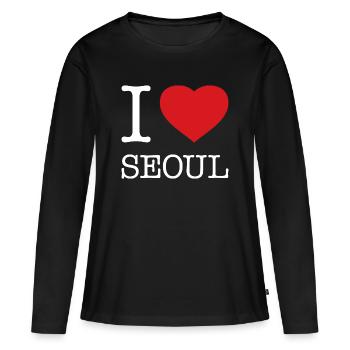 J’ADORE SÉOUL - T-shirt manches longues Premium bio Femme - noir - Devant - Julia (174cm)