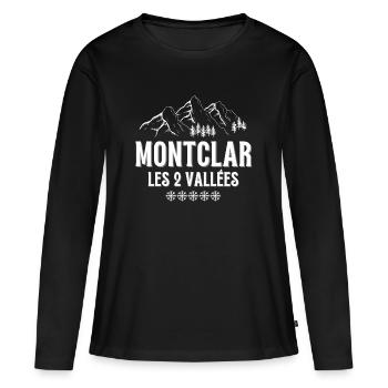 MONTCLAR, Skigebiet, Skigebiet - Frauen Premium Bio Langarmshirt - Schwarz - Vorne - Julia (174cm)