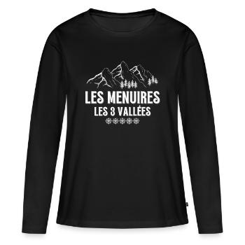 LES MENUIRES, Skigebiet, Skigebiet - Frauen Premium Bio Langarmshirt - Schwarz - Vorne - Julia (174cm)