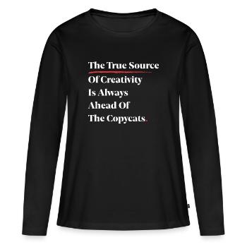 Die wahre Quelle der Kreativität liegt immer vor [W] - Frauen Premium Bio Langarmshirt - Schwarz - Vorne - Julia (174cm)