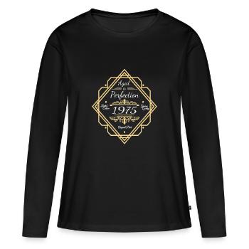 Birthday Vintage 1975 Perfection - Frauen Premium Bio Langarmshirt - Schwarz - Vorne - Julia (174cm)