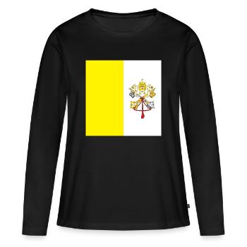 Vatican - T-shirt manches longues Premium bio Femme - noir - Devant - Julia (174cm)