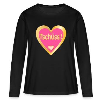ABSCHIED TSCHÜSS SPRÜCHE - HERZ - Frauen Premium Bio Langarmshirt - Schwarz - Vorne - Julia (174cm)