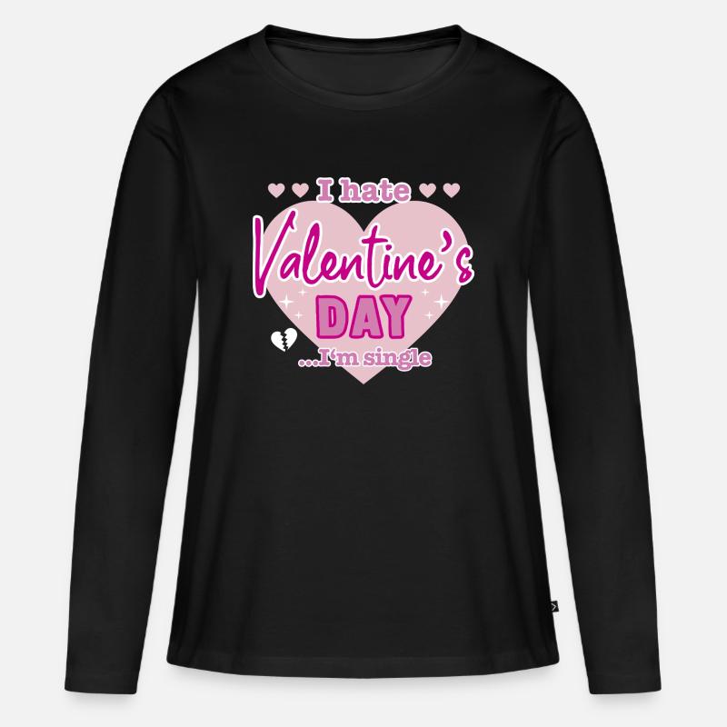 I hate valentine`s day - Frauen Premium Bio Langarmshirt - Schwarz