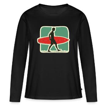 Retro Surfer - Quittez l’âge d’or du surf - T-shirt manches longues Premium bio Femme - noir - Devant - Julia (174cm)