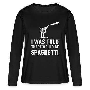 Spaghetti Surprise - T-shirt manches longues Premium bio Femme - noir - Devant - Julia (174cm)