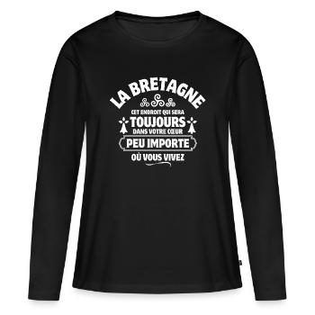 Bretagne, je suis Breton, celte - T-shirt manches longues Premium bio Femme - noir - Devant - Julia (174cm)