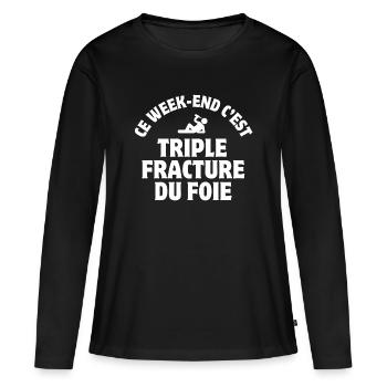 week-end, fiesta, boîte de nuit - T-shirt manches longues Premium bio Femme - noir - Devant - Julia (174cm)