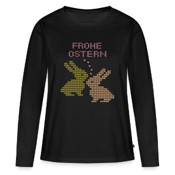 Frohe Ostern - Frauen Premium Bio Langarmshirt - Schwarz - Vorne - Julia (174cm)
