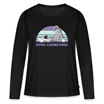 Wolf Yoga Howl-Laxing Pose - Women's Premium Organic Long Sleeve Shirt - black - Front - Julia (174cm)
