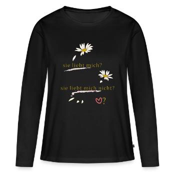 Elle m’aime, elle ne m’aime pas ? - T-shirt manches longues Premium bio Femme - noir - Devant - Julia (174cm)