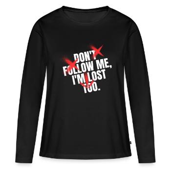 Ne me suivez pas, je suis perdue aussi. - T-shirt manches longues Premium bio Femme - noir - Devant - Julia (174cm)