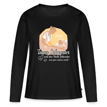 Sœur de jour - T-shirt manches longues Premium bio Femme - noir - Devant - Julia (174cm)