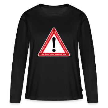 Grain , Fête , Grain de blé ,Grain de fête Front (25) - T-shirt manches longues Premium bio Femme - noir - Devant - Julia (174cm)