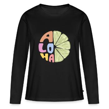 Aloha - T-shirt manches longues Premium bio Femme - noir - Devant - Julia (174cm)