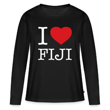 J’ADORE LES FIDJI - T-shirt manches longues Premium bio Femme - noir - Devant - Julia (174cm)