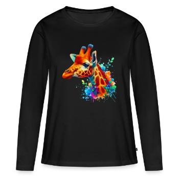 Girafe - T-shirt manches longues Premium bio Femme - noir - Devant - Julia (174cm)