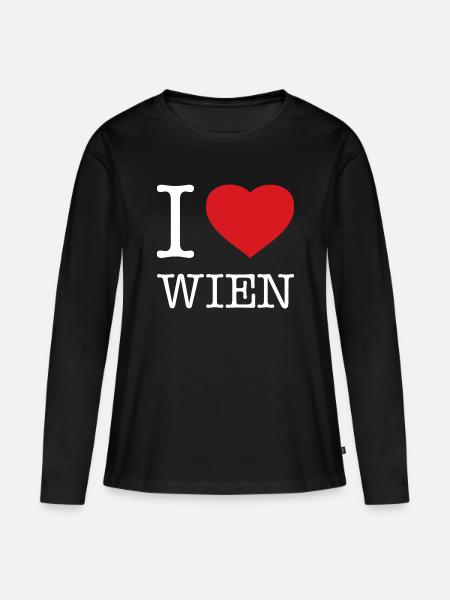 I LOVE WIEN - Frauen Premium Bio Langarmshirt - Schwarz