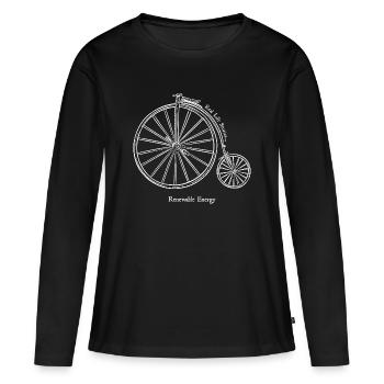 Vélo vintage énergie renouvelable - T-shirt manches longues Premium bio Femme - noir - Devant - Julia (174cm)