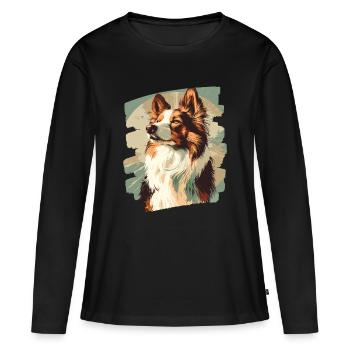 Collie - Frauen Premium Bio Langarmshirt - Schwarz - Vorne - Julia (174cm)