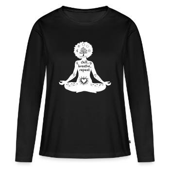 L’art du yoga #10 - T-shirt manches longues Premium bio Femme - noir - Devant - Julia (174cm)