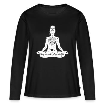 L’art du yoga #13 - T-shirt manches longues Premium bio Femme - noir - Devant - Julia (174cm)