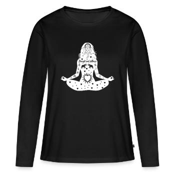 L’art du yoga #18 - T-shirt manches longues Premium bio Femme - noir - Devant - Julia (174cm)