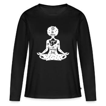 L’art du yoga #11 - T-shirt manches longues Premium bio Femme - noir - Devant - Julia (174cm)