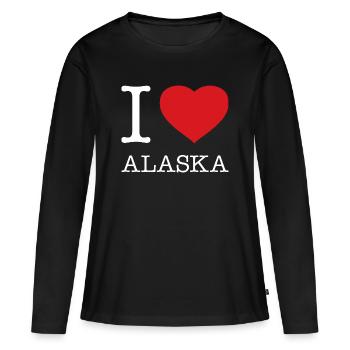 I LOVE ALASKA - Frauen Premium Bio Langarmshirt - Schwarz - Vorne - Julia (174cm)