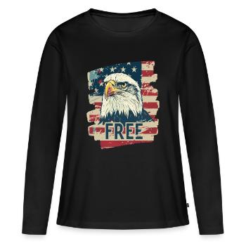 American flag with eagle - Women's Premium Organic Long Sleeve Shirt - black - Front - Julia (174cm)