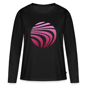 Motif Psychédélique Dégradé Rose - T-shirt manches longues Premium bio Femme - noir - Devant - Julia (174cm)
