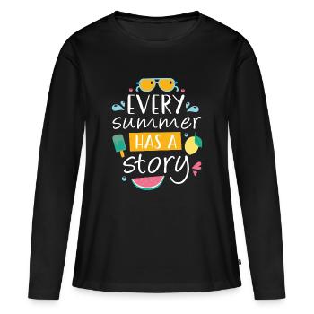 Jeder Sommer hat eine Geschichte - Frauen Premium Bio Langarmshirt - Schwarz - Vorne - Julia (174cm)