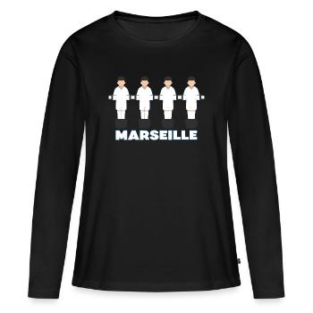 Marseille - Frauen Premium Bio Langarmshirt - Schwarz - Vorne - Julia (174cm)