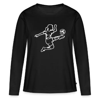 Fußballspielerin Symbol Torschuss - Frauenfußball - Frauen Premium Bio Langarmshirt - Schwarz - Vorne - Julia (174cm)