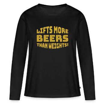 Hebt mehr Biere als Gewichte - Frauen Premium Bio Langarmshirt - Schwarz - Vorne - Julia (174cm)
