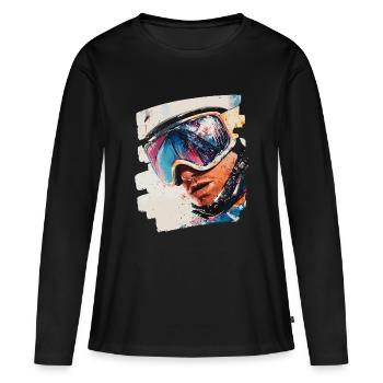 Snowboarder poudreuse - T-shirt manches longues Premium bio Femme - noir - Devant - Julia (174cm)