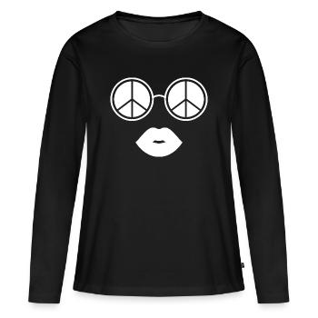 Peace and Lips / Peace Glasses and Lips - T-shirt manches longues Premium bio Femme - noir - Devant - Julia (174cm)
