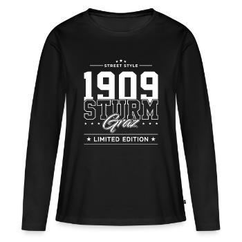 Sturm Graz - Frauen Premium Bio Langarmshirt - Schwarz - Vorne - Julia (174cm)