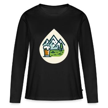 Bergkulisse mit Bierglas - Frauen Premium Bio Langarmshirt - Schwarz - Vorne - Julia (174cm)