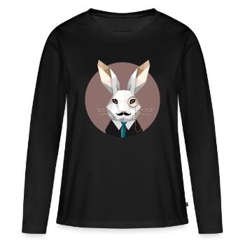 Élégant lapin de Pâques avec monocle et moustache - T-shirt manches longues Premium bio Femme - noir - Devant - Julia (174cm)