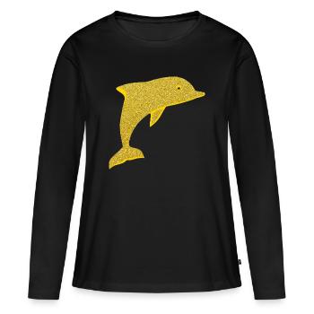 Niedlicher Delfin - Frauen Premium Bio Langarmshirt - Schwarz - Vorne - Julia (174cm)