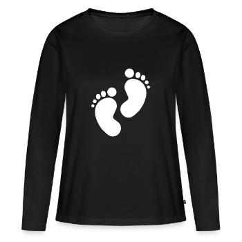 Empreinte de bébé, pieds de bébé - T-shirt manches longues Premium bio Femme - noir - Devant - Julia (174cm)
