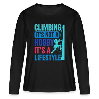 Klettern - es ist kein Hobby. Es ist ein Lebensstil - Frauen Premium Bio Langarmshirt - Schwarz - Vorne - Julia (174cm)