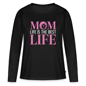 Das Leben der Mutter ist das beste Leben - Frauen Premium Bio Langarmshirt - Schwarz - Vorne - Julia (174cm)