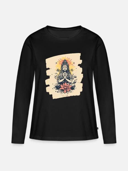 Yoga Namaste Meditation - Frauen Premium Bio Langarmshirt - Schwarz