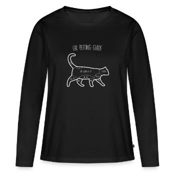 Guide de caresses pour chat - T-shirt manches longues Premium bio Femme - noir - Devant - Julia (174cm)