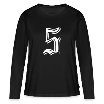 Fünf - Frauen Premium Bio Langarmshirt - Schwarz - Vorne - Julia (174cm)